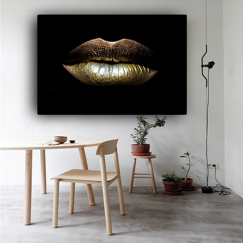 Black And Gold Lips Poster