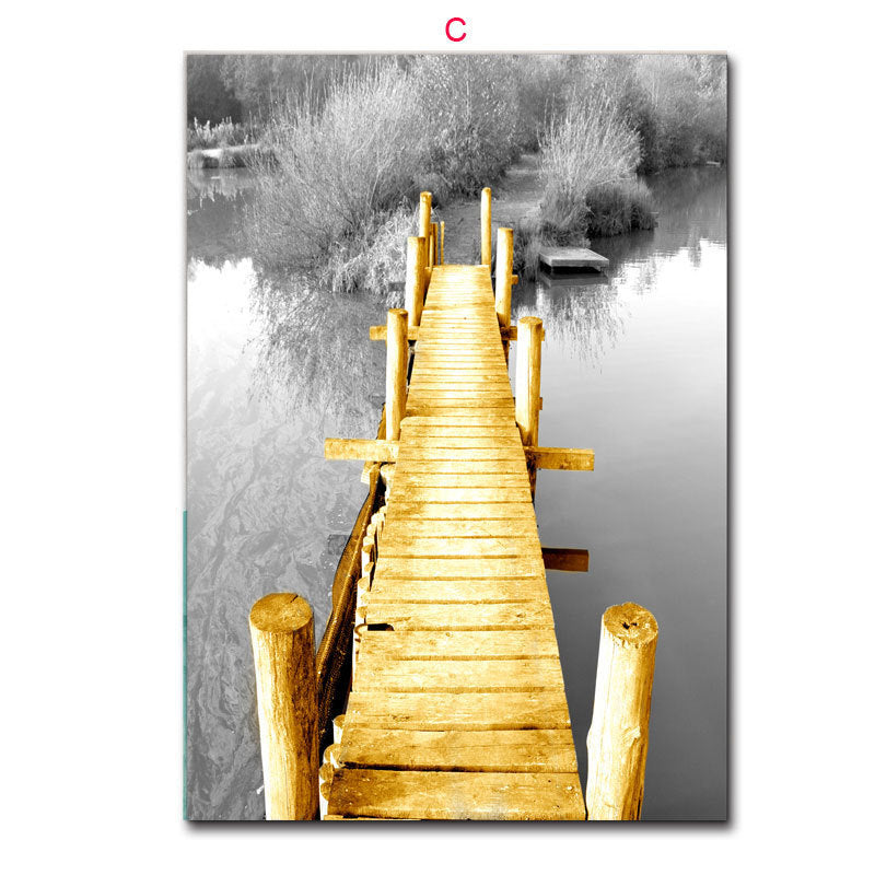 Nordic Yellow Wooden Bridge Posters