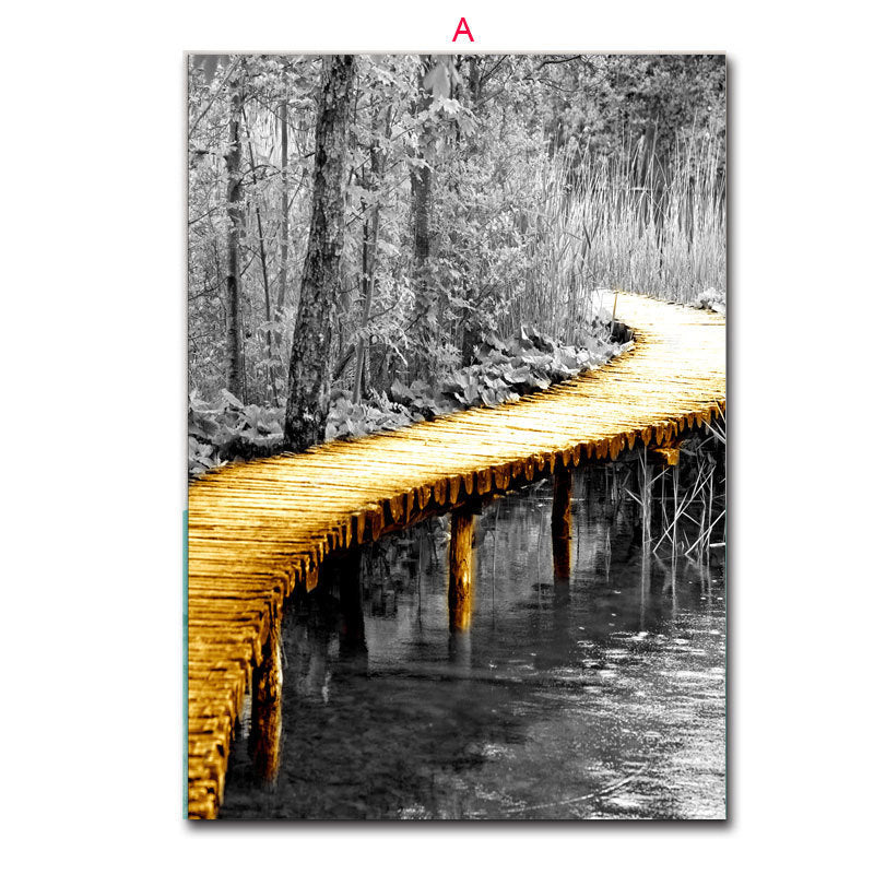 Nordic Yellow Wooden Bridge Posters