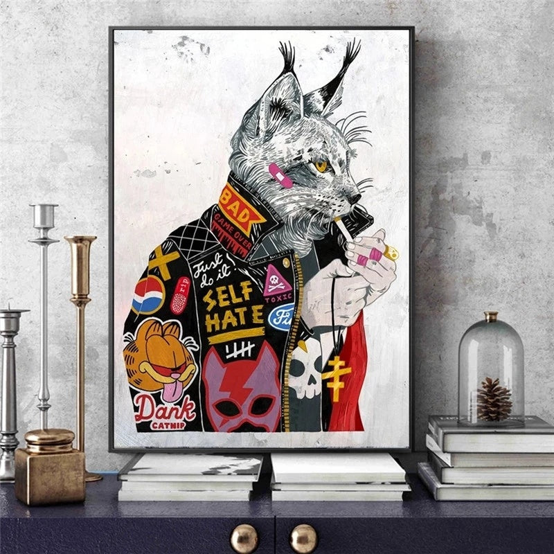 Smoking Cat Graffiti Wall Poster