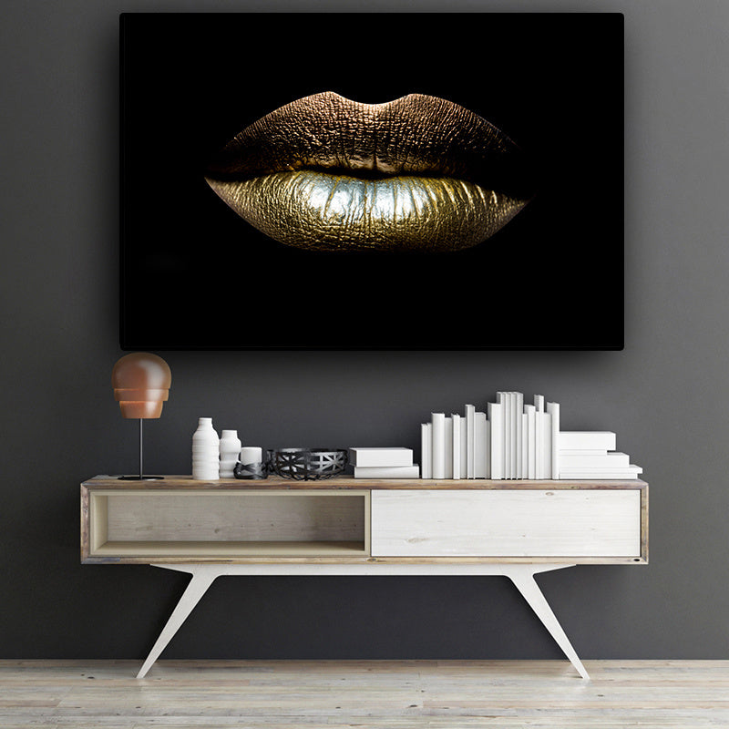 Black And Gold Lips Poster