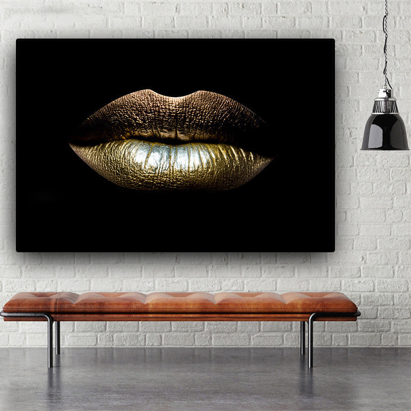 Black And Gold Lips Poster