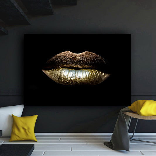 Black And Gold Lips Poster