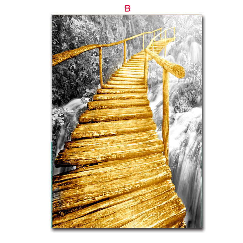 Nordic Yellow Wooden Bridge Posters