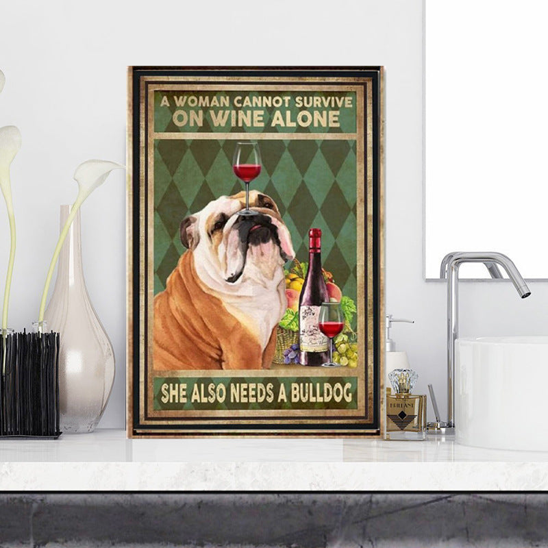 Bulldog Wine Poster