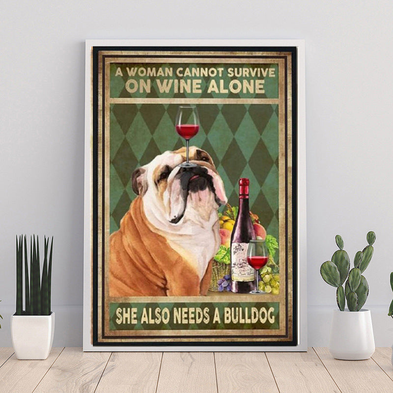 Bulldog Wine Poster