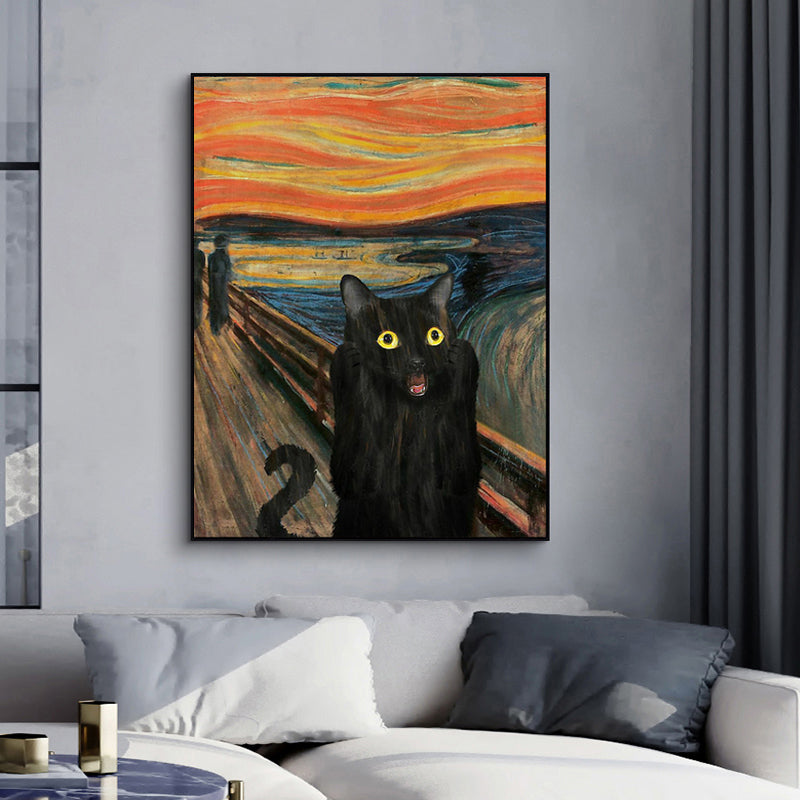 Black Cat Portrait Imitating The Scream