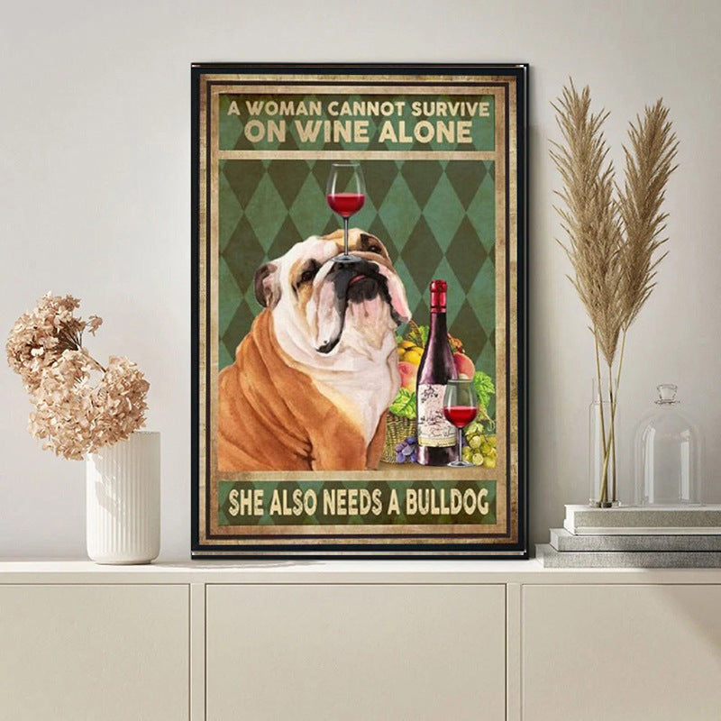 Bulldog Wine Poster