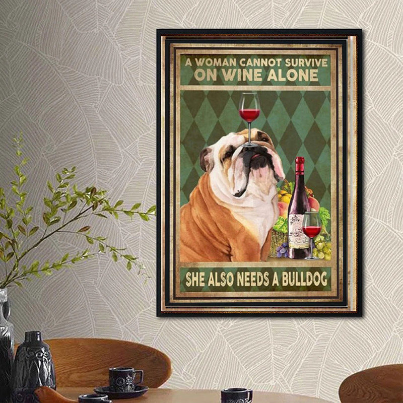 Bulldog Wine Poster